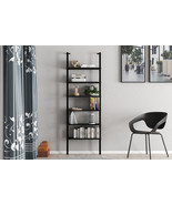 Zeus Black 6 Shelf Industrial Design Wall Mount Bookcase - £117.20 GBP