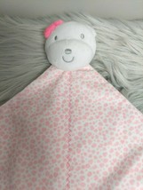 Carters Precious Firsts Lovey Bear Security Blanket Rattle Head Pink White 13x13 - £11.62 GBP