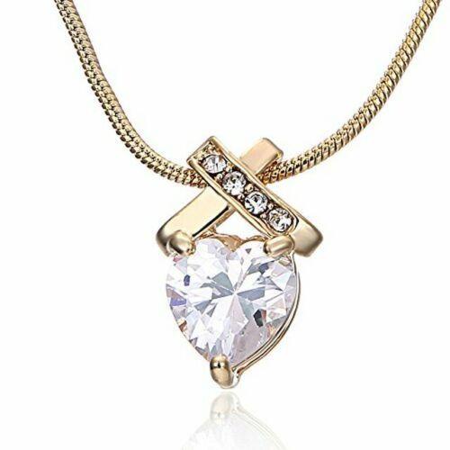 Crystals From Swarovski 6CTW Infinity Heart Necklace 14K Gold Overlay 18 Inch - $44.50