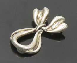 KABANA 925 Sterling Silver - Vintage Shiny Ribbon Bow Drop Pendant - PT14460 - £53.28 GBP