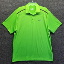 Under Armour Green Geometric Stripe Polo Shirt Men&#39;s Sz XL Golf Casual - £14.63 GBP