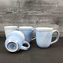 Pier 1 Imports Shoreline Blue Coffee Mug Set of 4 Tea Cup Stoneware Dish... - £22.49 GBP