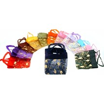 12 Mini Organza Assorted Gold Flower Tote Gift Bags - £9.79 GBP