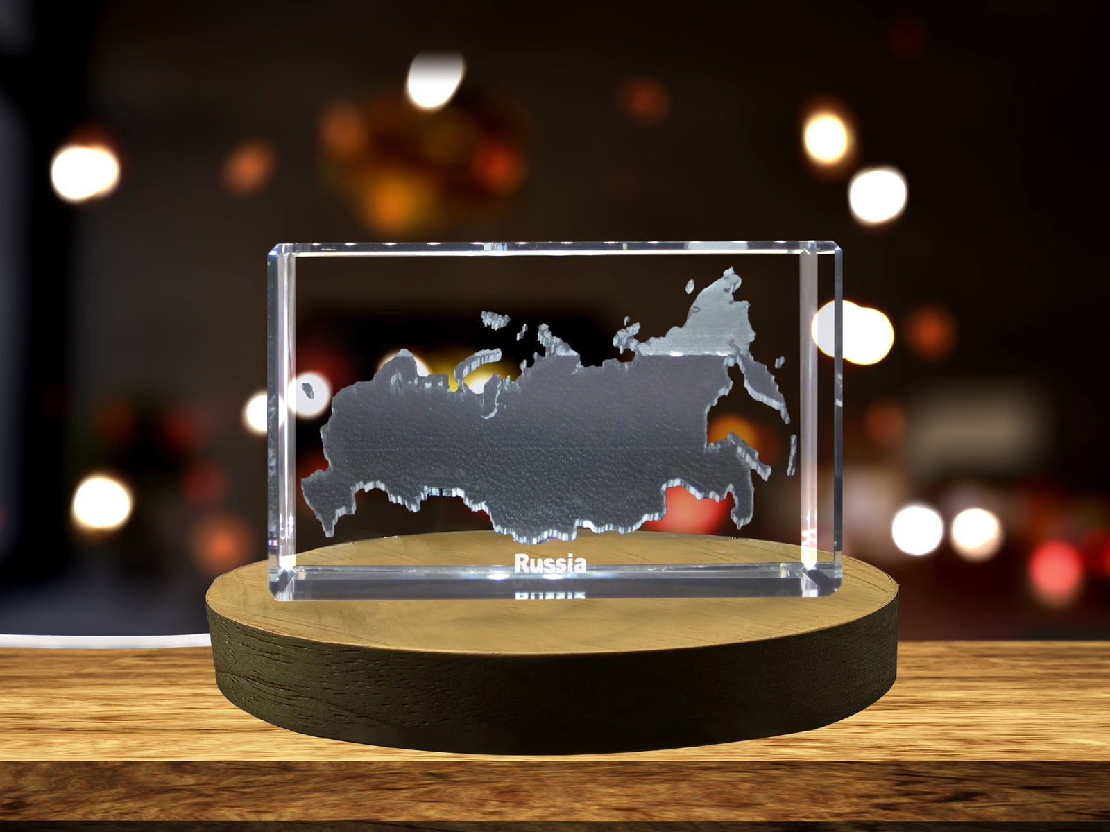 LED Base included | Russia 3D Engraved Crystal 3D Engraved Crystal Keepsake
