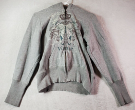 Raut Hoodie Girls Size XL Gray Knit Cotton Pocket Long Raglan Sleeve Ful... - £7.00 GBP