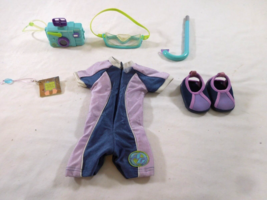 American Girl Doll Kailey&#39;s Wet Suit Aqua Shoes Snorkel Camera Goggles - £15.53 GBP