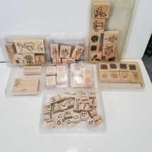 8 Lot Stampin Up Stamp Sets 90s-2000s Wood Backed Used Original Cases Complete  - $55.76