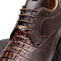Genuine caiman hornback and original lizard skin Crater Brown image 4