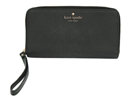Kate Spade Full Zip Black Wallet Wrist Strap Clutch Card Slots Fits Phone - £38.60 GBP