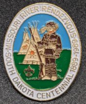 1989 MISSOURI RIVER RENDEZVOUS Boy Scout Enamel Pin South Dakota Centennial - $21.77