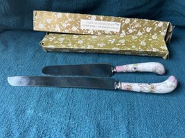 Vtg Sheffield England Cake/Brides Knife &amp;Pie Server  Pink Floral - $32.99
