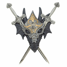 Dragon Wall Crest Sword Blade Medieval Home Office Plaque Decor Fantasy Gift - £36.13 GBP