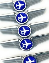 Airlines Pilot Wings 5 New Silver Airplane Badges Pins - £11.59 GBP