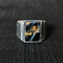 Multicolor Natural Pietersite Ring Handmade Christmas Gift for Him 925 Silver - £50.35 GBP