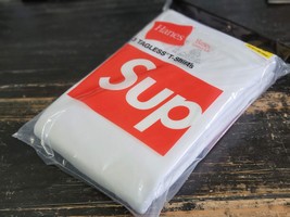 Supreme x Hanes 3 Tagless White/Red Box Logo T-Shirts Undershirt Men Size - £49.43 GBP