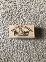 Stampin Up! 1996 Wood Mount Rubber Stamp “Hand Stamped by” Primitive Theme - $8.77