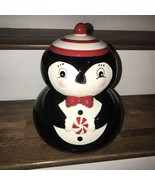 Johanna Parker Design Christmas Penguin Cookie Jar 10 1/2” Tall ~New~ - $68.60 CAD