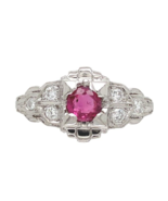 Vintage Platinum .31ct Genuine Natural Ruby and Diamond Ring Size 4.75 (... - €1.117,09 EUR
