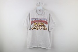 Vintage 90s Mens Large Spell Out Firefighters Kick Ash Short Sleeve T-Shirt Gray - £27.22 GBP