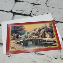 Thomas Kinkade Painter Of Light Christmas Card Snowy Cobblestone Bridge  - $5.93