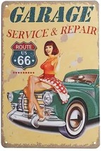 Route 66 Garage Service &amp; Repair Vintage Novelty Metal Sign 12&quot; x 8&quot; Wall Art - £7.03 GBP