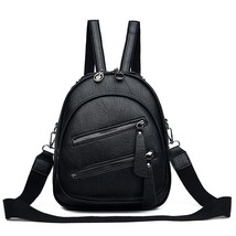 Mini Women BackpaHigh Quality Leather Travel Backpack Sac A Dos Double Zipper Sc - £38.45 GBP