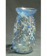 Hand blown 2002 Dopher Art Glass Vase clear, blue, white, green - $747.67 MXN
