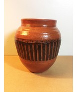 Artisan Pottery: Red Stoneware Vase with Black Line Design (RB10) - €21,36 EUR