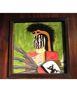 Hand Painted Zulu African Warrior Art Wall Tile in 8&quot; Solid Wood Frame T... - £22.41 GBP