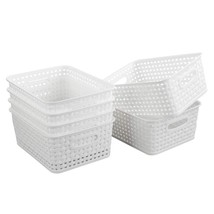 6-Pack White Plastic Small Storage Baskets, 10&quot; X 7.7&quot; X 4&quot; - £30.36 GBP