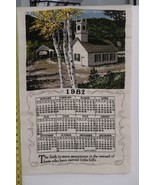 Vtg Kay Dee Folk Art 1982 Calendar Dish Tea Towel Little Church Covered ... - $15.00