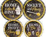 SET OF 4 TIN STOVETOP BURNER COVERS (2-10&quot;,2-8&quot;)BEES &amp; INSPIRATIONAL MES... - £18.70 GBP