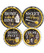 SET OF 4 TIN STOVETOP BURNER COVERS (2-10&quot;,2-8&quot;)BEES &amp; INSPIRATIONAL MES... - £18.67 GBP