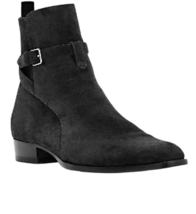 Handmade Men&#39;s Black Color High Ankle Rounded Belted Suede Leather Dress... - $216.97 CAD+