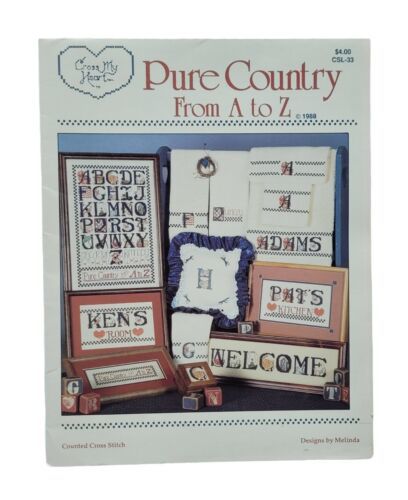VTG Pure Country From A to Z  Motif  Alphabet Cross Stitch Chart & Sampler MINT - $4.49