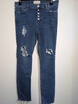 Free People Distressed High Rise Button Front Ankle Jean Denim Women’s S... - $27.23