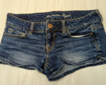 American Eagle Women 4 blue jean low-rise short shorts  2&quot; inseam - $9.89