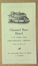 Vintage Antique Channel Bass Hotel Chincoteague Va Adv W Prices J.W.Winder - £51.27 GBP