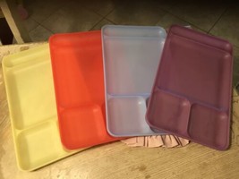 Tupperware Divided Lunch Trays Set of Four Camping Picnic Dinner 15&quot; x 9&quot; NOS - £15.74 GBP
