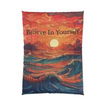 Inspirational &#39;Believe in Yourself&#39; - Sunrise Ocean Art Comforter - $132.53+