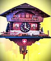 Bachmaier &amp; Klemmer Swiss Musical Chalet Cuckoo Clock Intact! - $325.71
