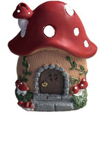 Miniature Fairy Garden Resin Mushroom House Garden Decor 5”A Hole Noted. - $18.69