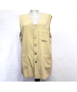 Chico&#39;s Design silk Beige sleeveless Jacket button Front Vest Womens size 3 - £19.74 GBP