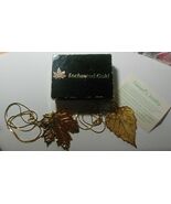 (Two) 24K Gold Preserved &amp; Covered Leaf Pendant Necklaces by Nature's Je... - $45.00