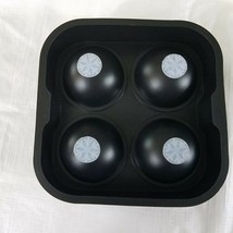 Sphere Round Ball Ice Cube Tray Four Holes Silicone Black - $11.88