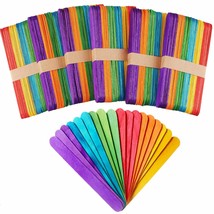 500 Pack 6 Inch Colored Craft Sticks Wooden Popsicle Sticks, Bright Vibr... - £24.96 GBP