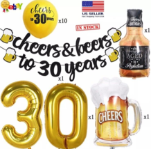 30 Years Birthday Decorations - Cheers &amp; Beers to 30 Years Banners &amp; Balloons - $7.80