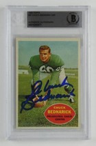 Chuck Bednarik Signed Football Card 1960 Topps 87 Slabbed Beckett COA Eagles HOF - £157.77 GBP