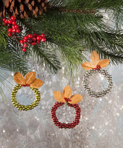 Bethany Lowe Christmas Set of 3 &quot;Traditional Bead Wreath Ornament&quot; SN7545 - £17.68 GBP