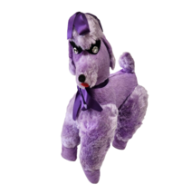 17&quot; Vintage Purple Poodle Puppy Dog Jewel Eyes Stuffed Animal Plush Toy Antique - £67.58 GBP